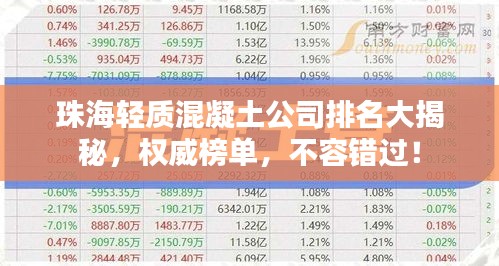 珠海轻质混凝土公司排名大揭秘，权威榜单，不容错过！