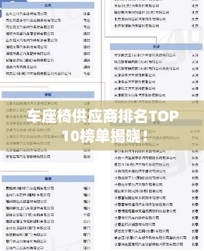 车座椅供应商排名TOP 10榜单揭晓！