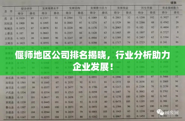 偃师地区公司排名揭晓，行业分析助力企业发展！