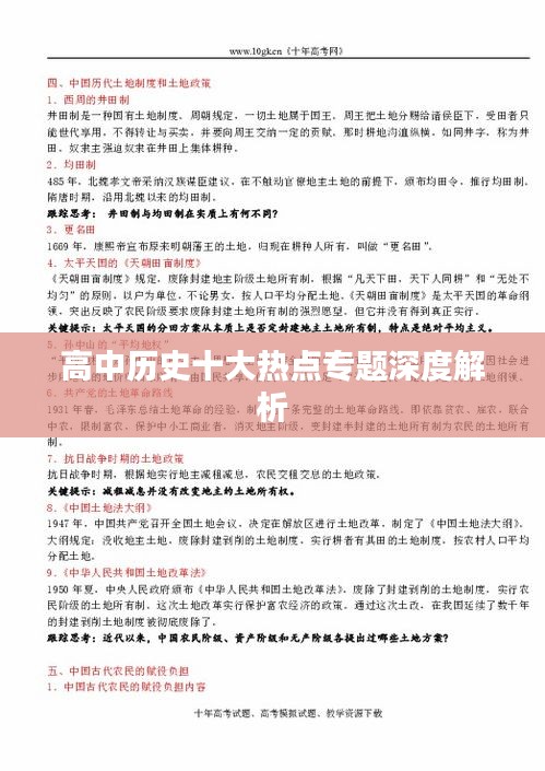高中历史十大热点专题深度解析